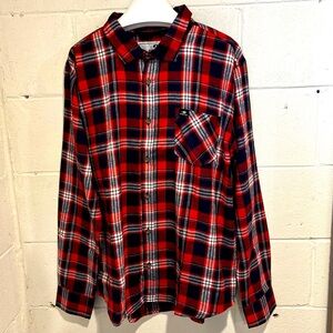 Men’s Mossy Oak red flannel plaid button down shirt